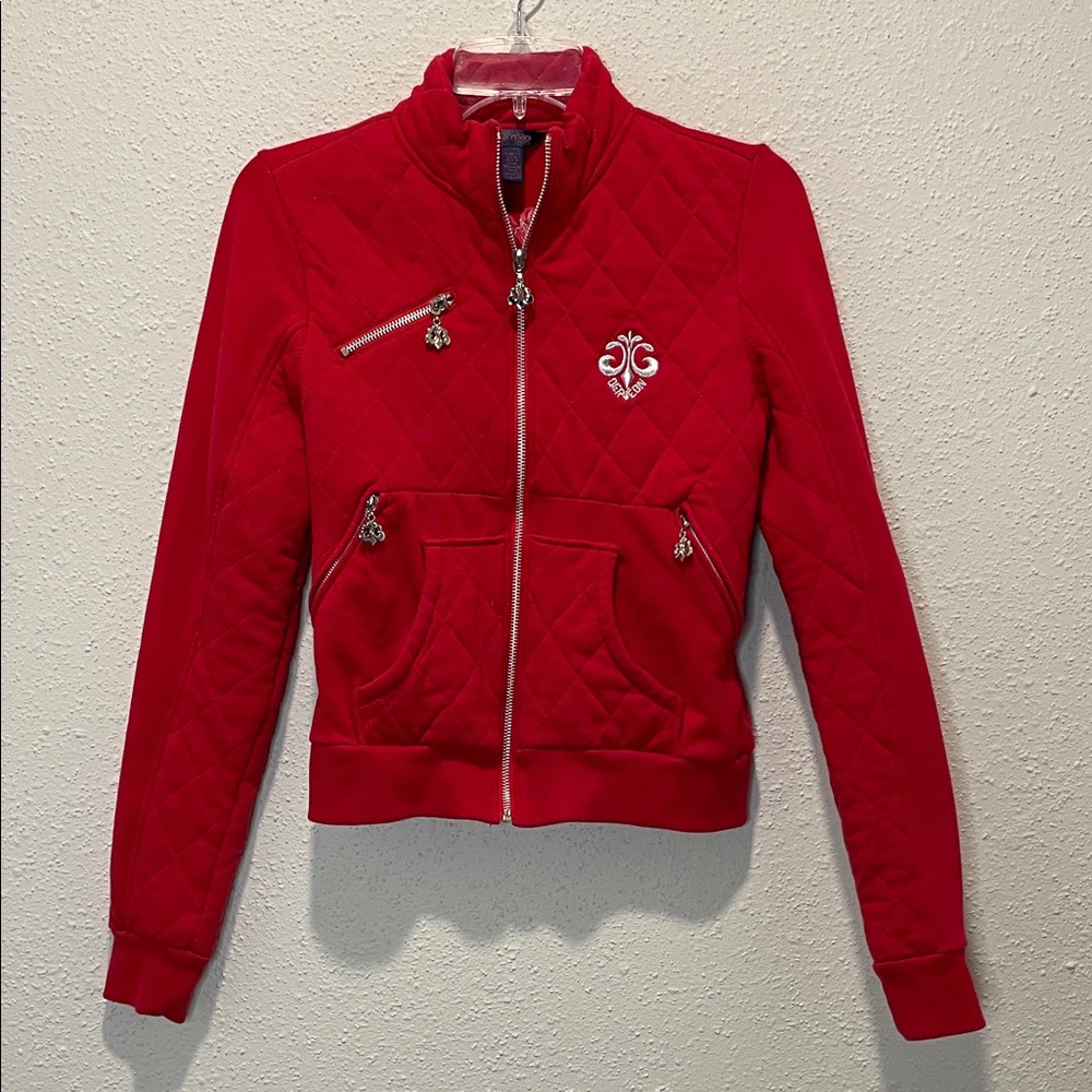 Dereon Vibrant Red Quilted Bomber Jacket